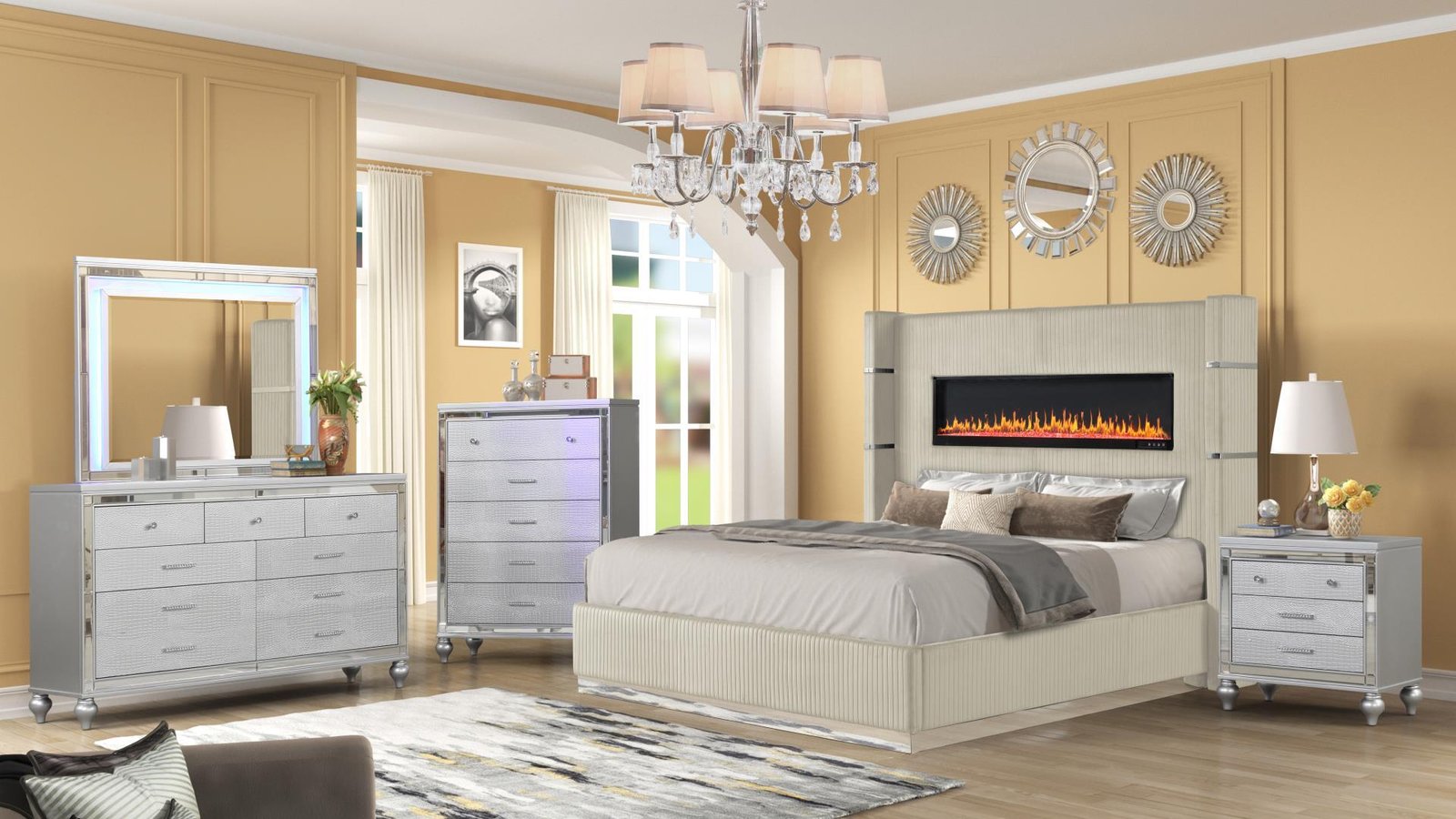 Second image of LIZELLE QUEEN 4 PC BEDROOM SET IN CREAM