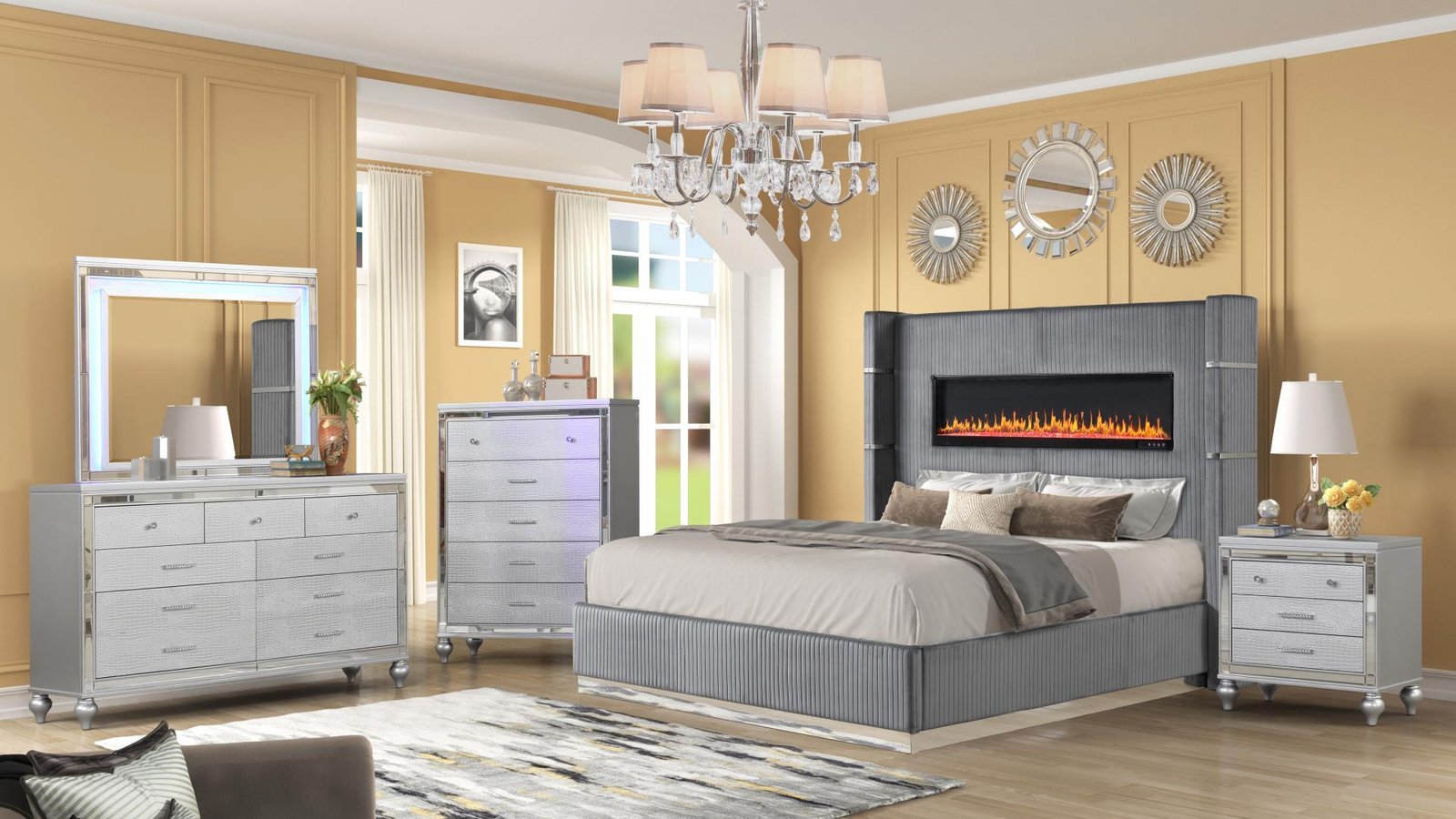 Second image of LIZELLE QUEEN 4 PC BEDROOM SET IN GRAY