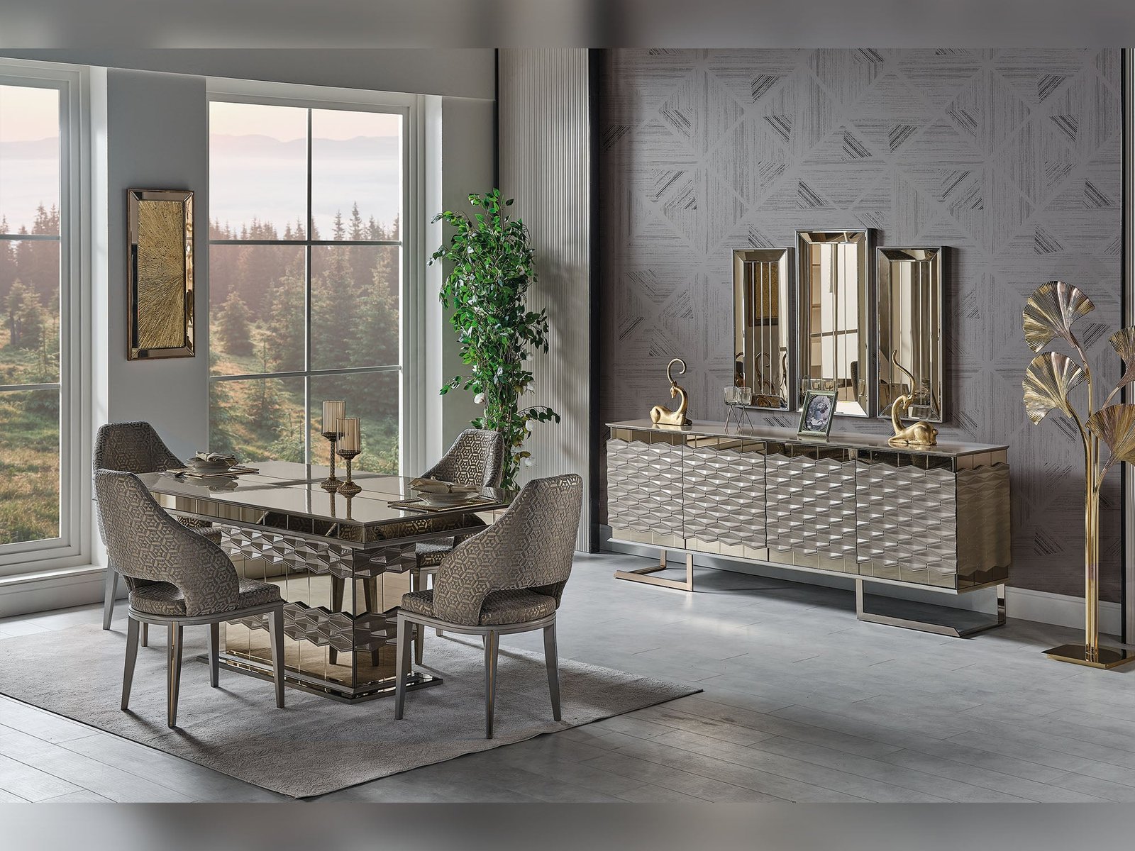 Second image of Gokce Diningroom (Consol With Mirror & Dining Table & 6 Dining Chair)