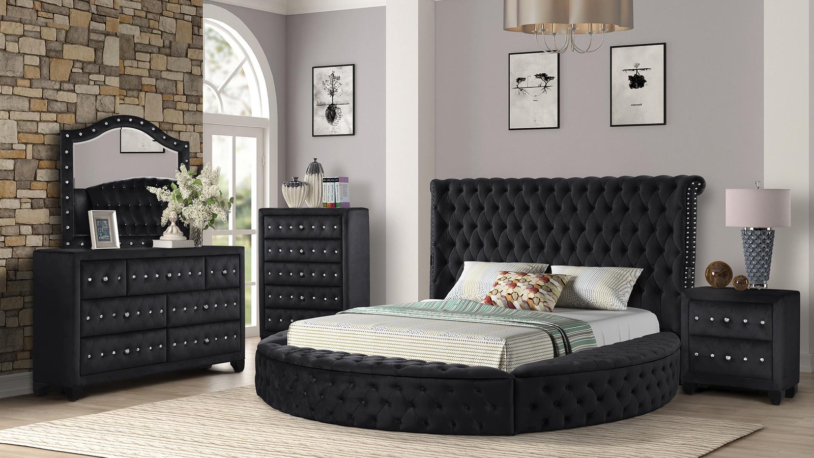 Second image of HAZEL QUEEN 4 PC BEDROOM SET IN BLACK