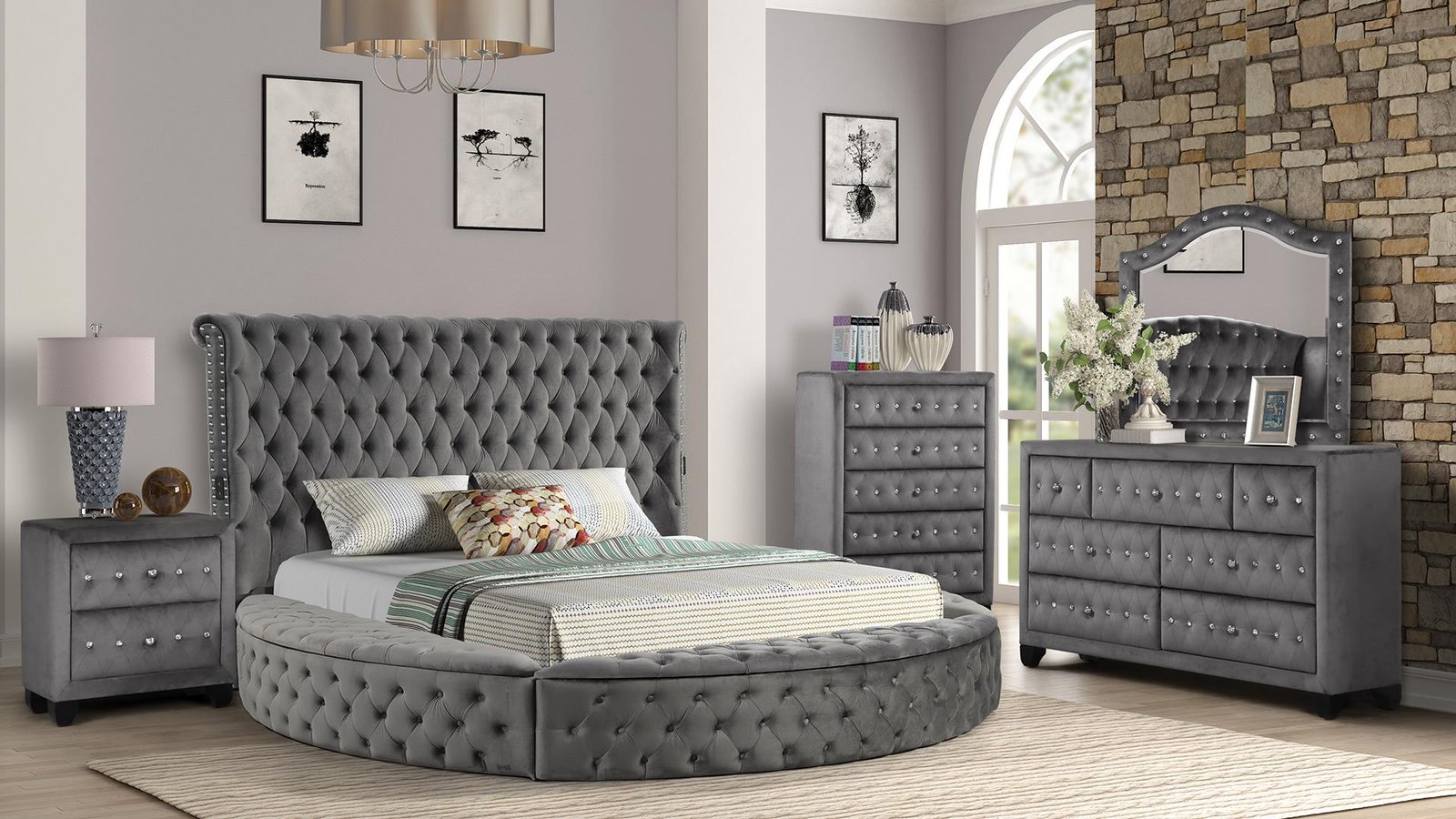 Second image of HAZEL QUEEN 4 PC BEDROOM SET IN GRAY