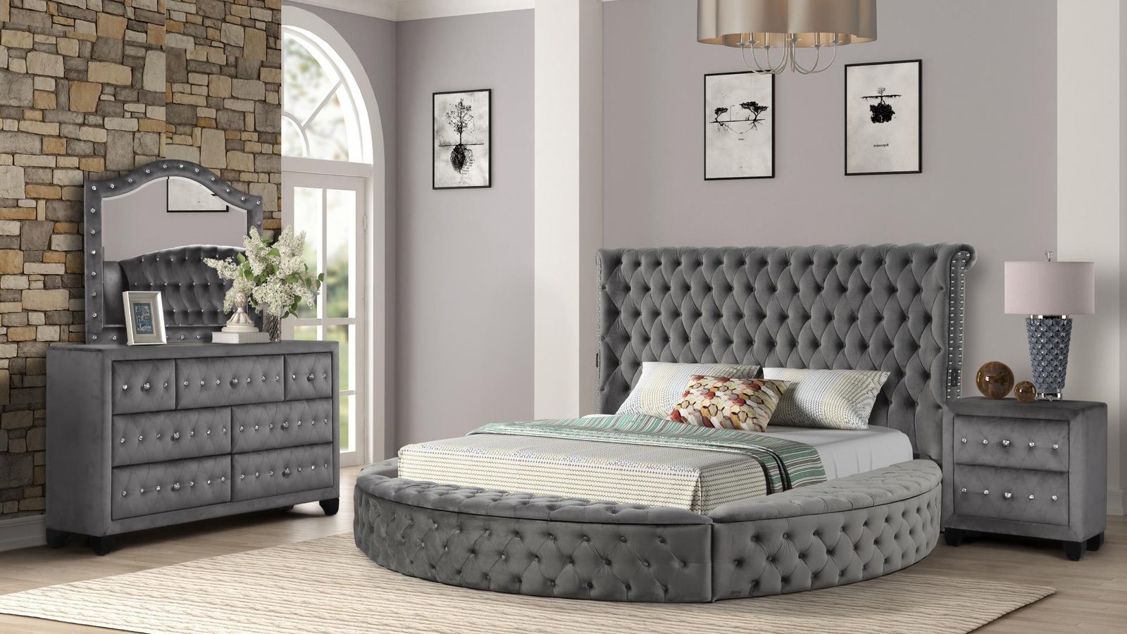 HAZEL QUEEN 4 PC BEDROOM SET IN GRAY