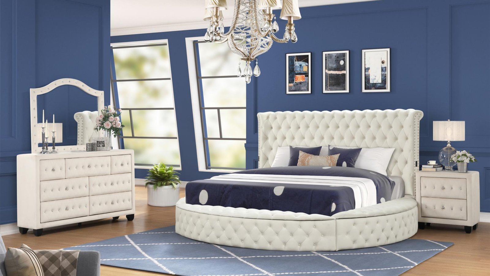 HAZEL KING 4 PC BEDROOM SET IN CREAM