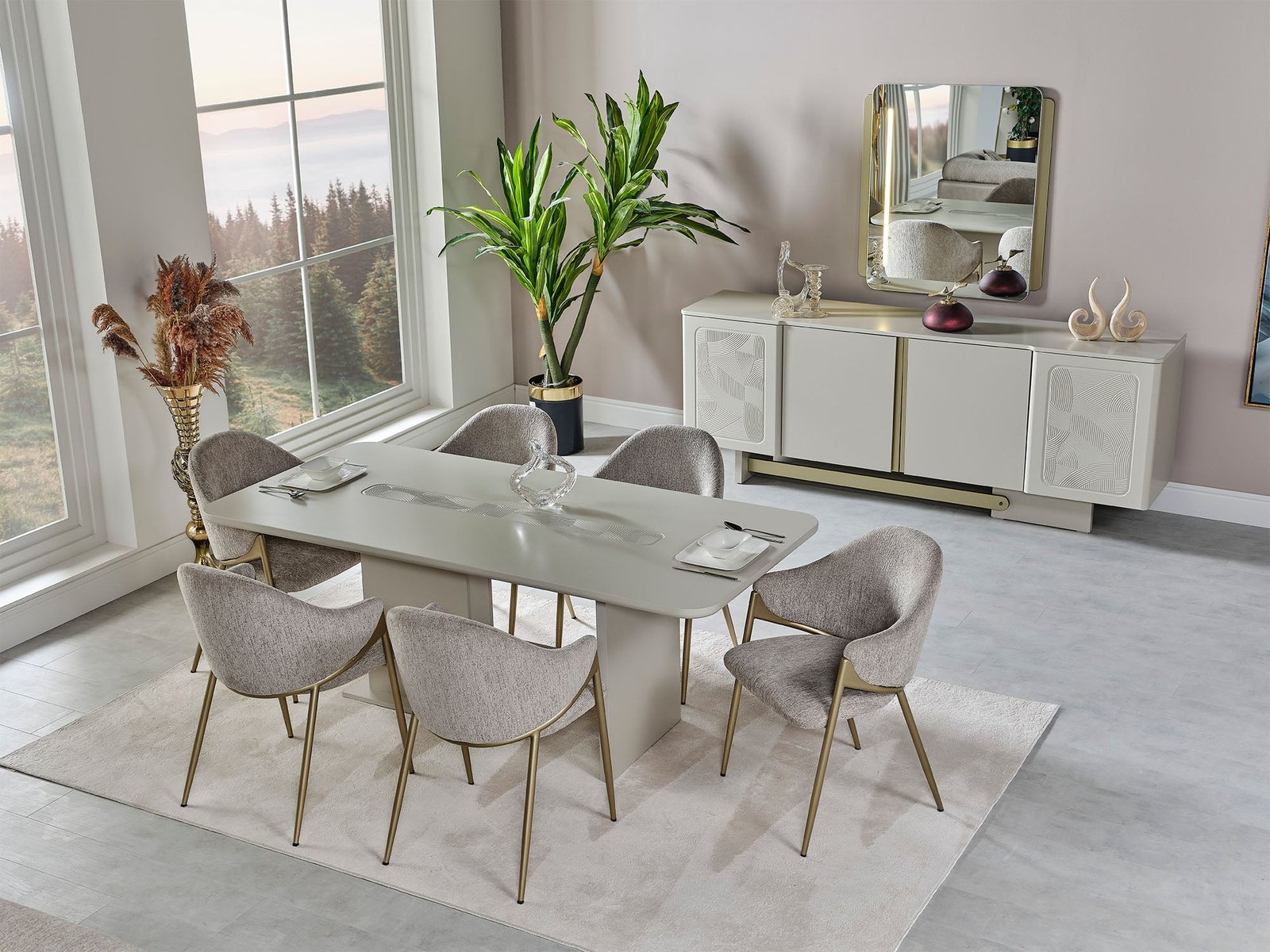 Second image of Hisar Diningroom (Consol With Mirror & Dining Table & 6 Dining Chair)