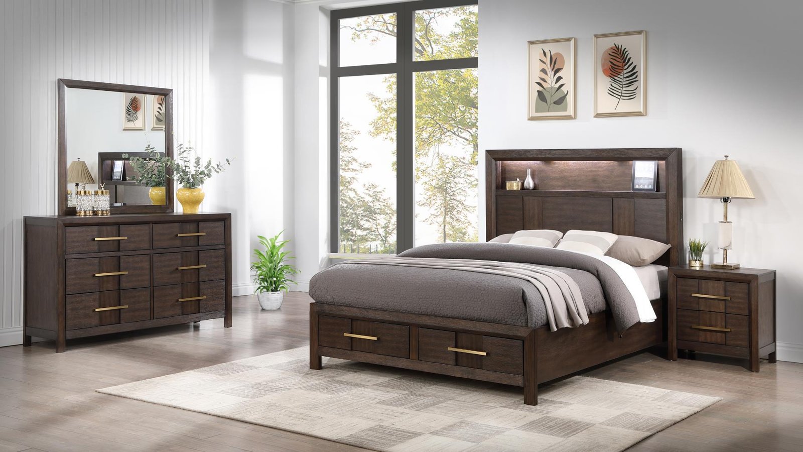 Second image of KENZO KING 5 PC BEDROOM SET IN WALNUT