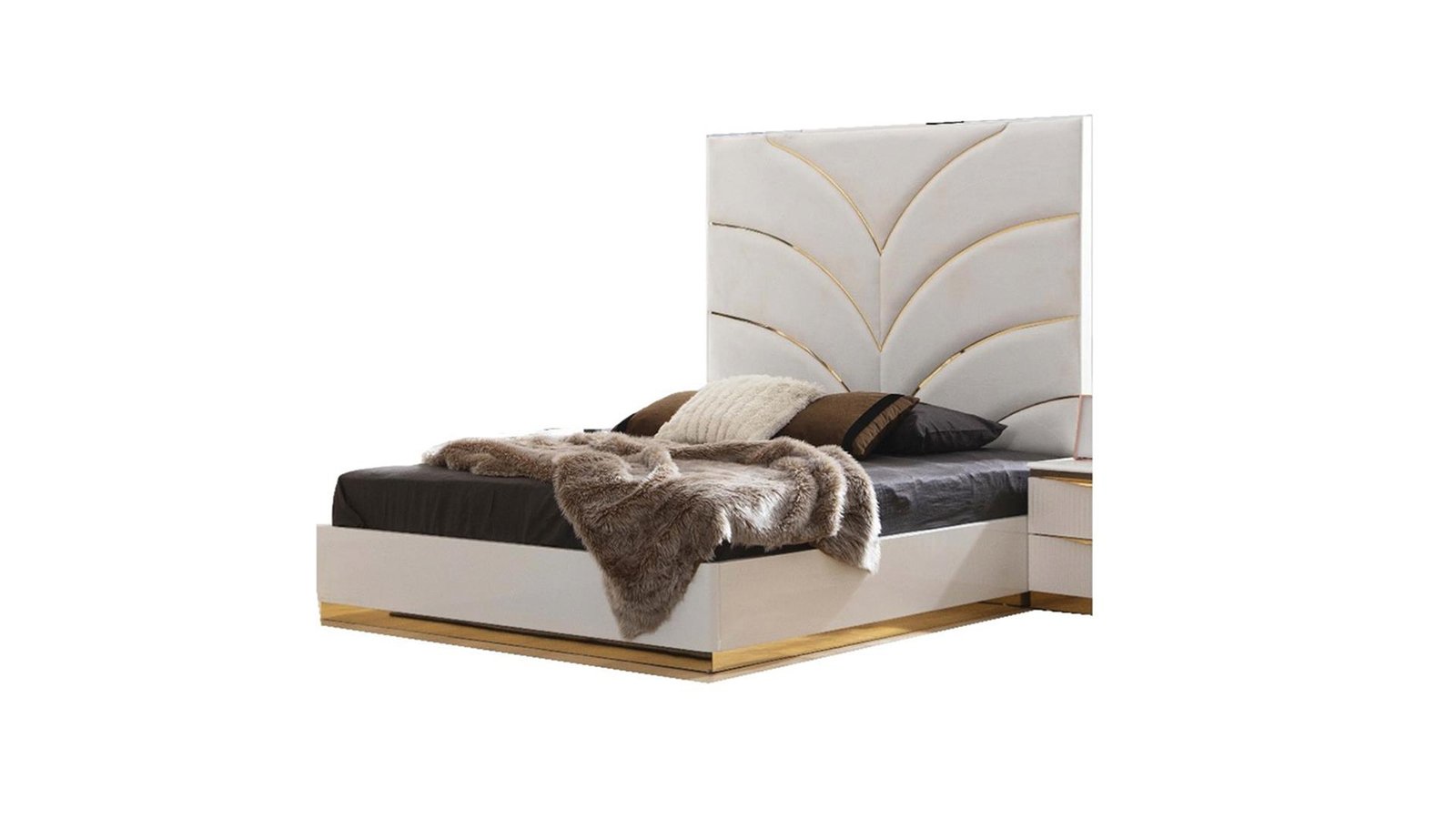 Second image of LAURA QUEEN 4 PC (LSF NS) - BEDROOM SET IN WHITE &AMP; GOLD