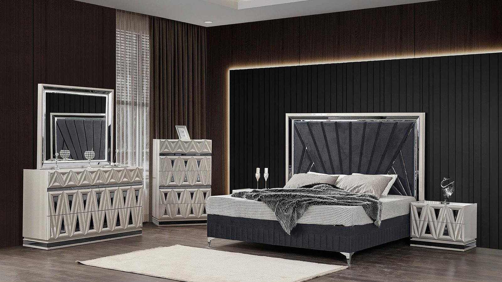 Second image of LAVITA KING 4 PC BEDROOM SET IN GRAY