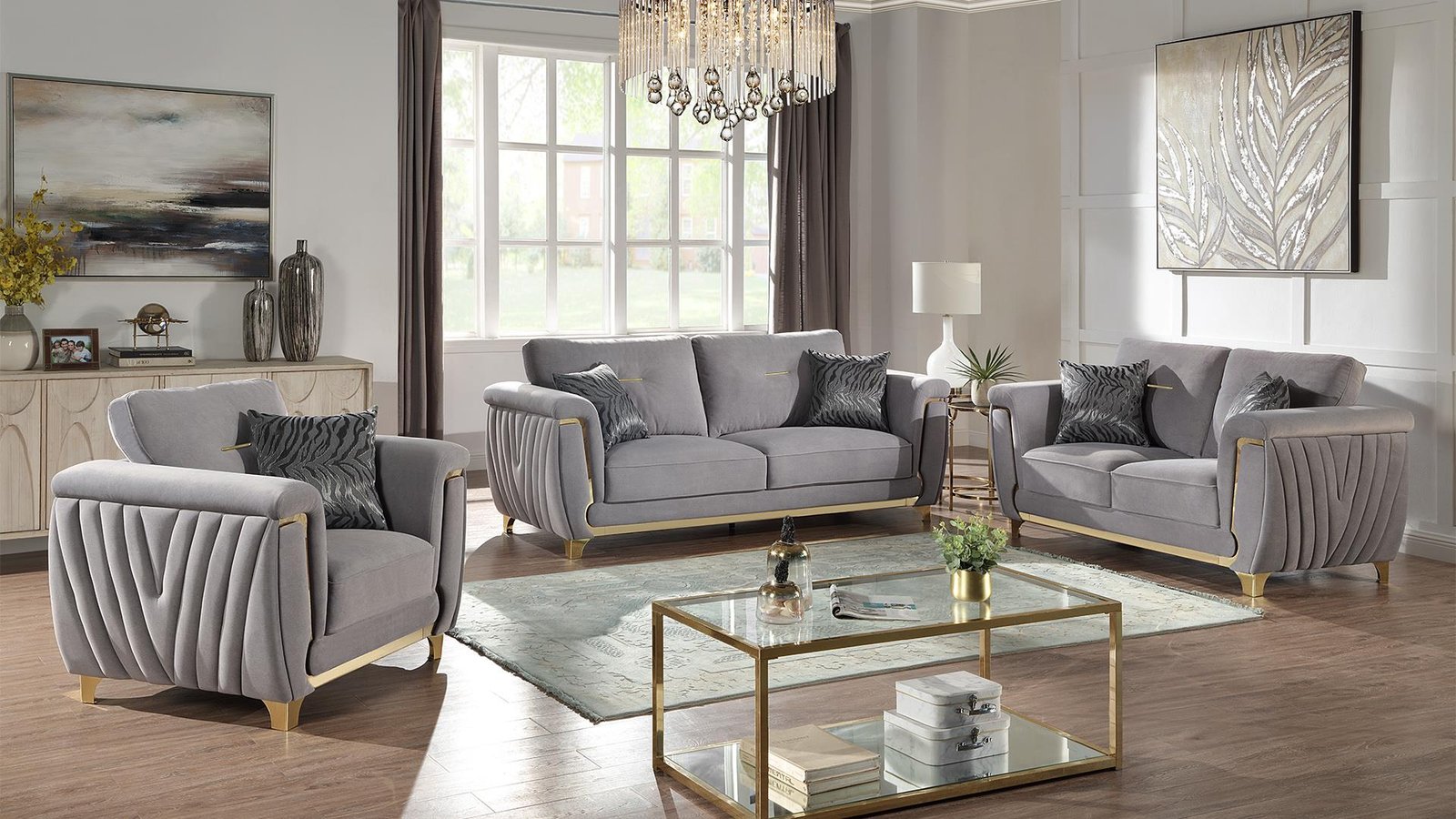 LEENA 2 PC Living Room Sets IN GRAY