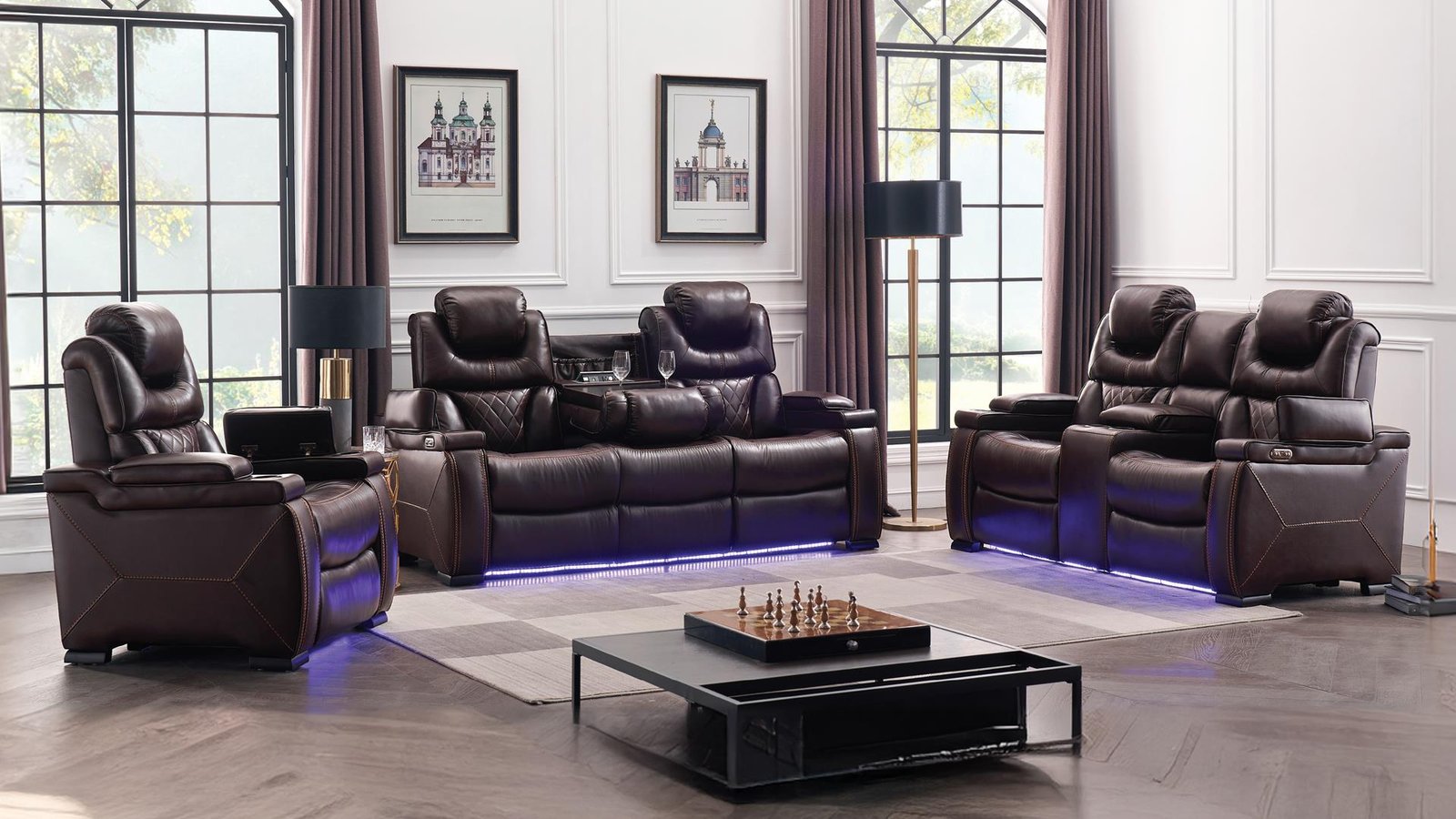 LEXUS 2 PC Living Room Sets IN BROWN