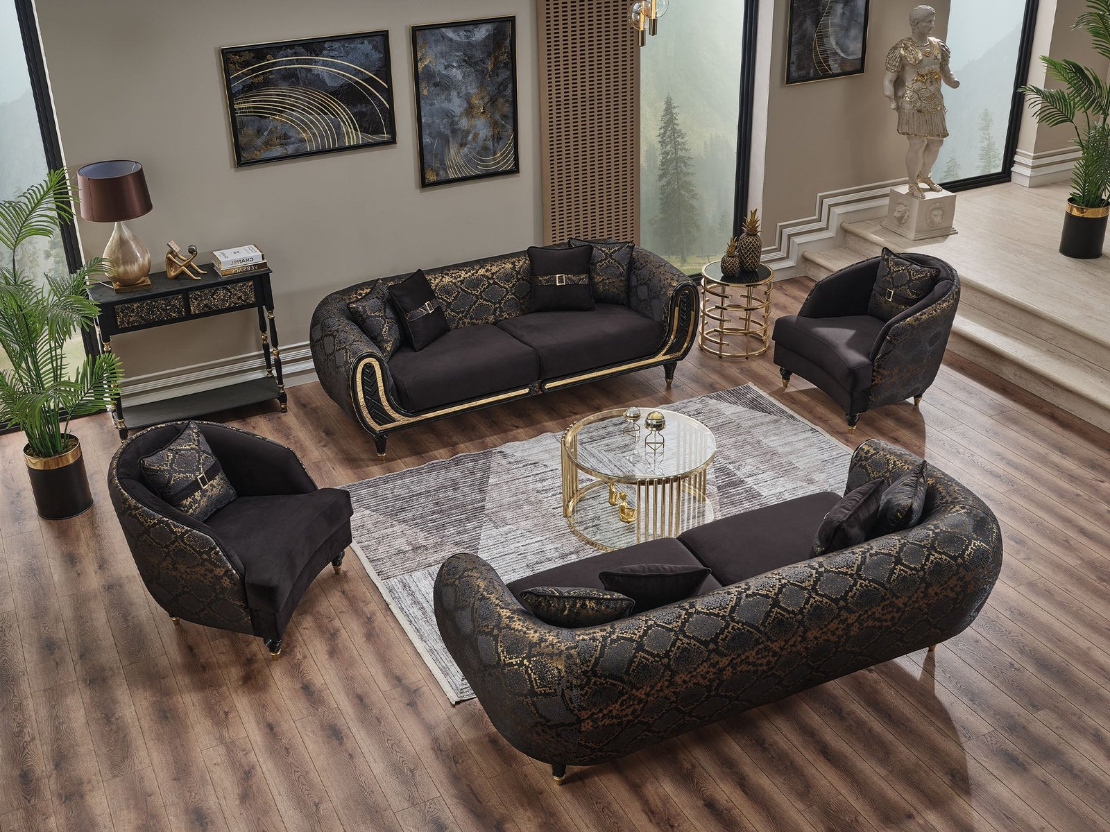 Second image of Lima 3-pieces (Sofa & Loveseat & Chair) Livingroom Set Black