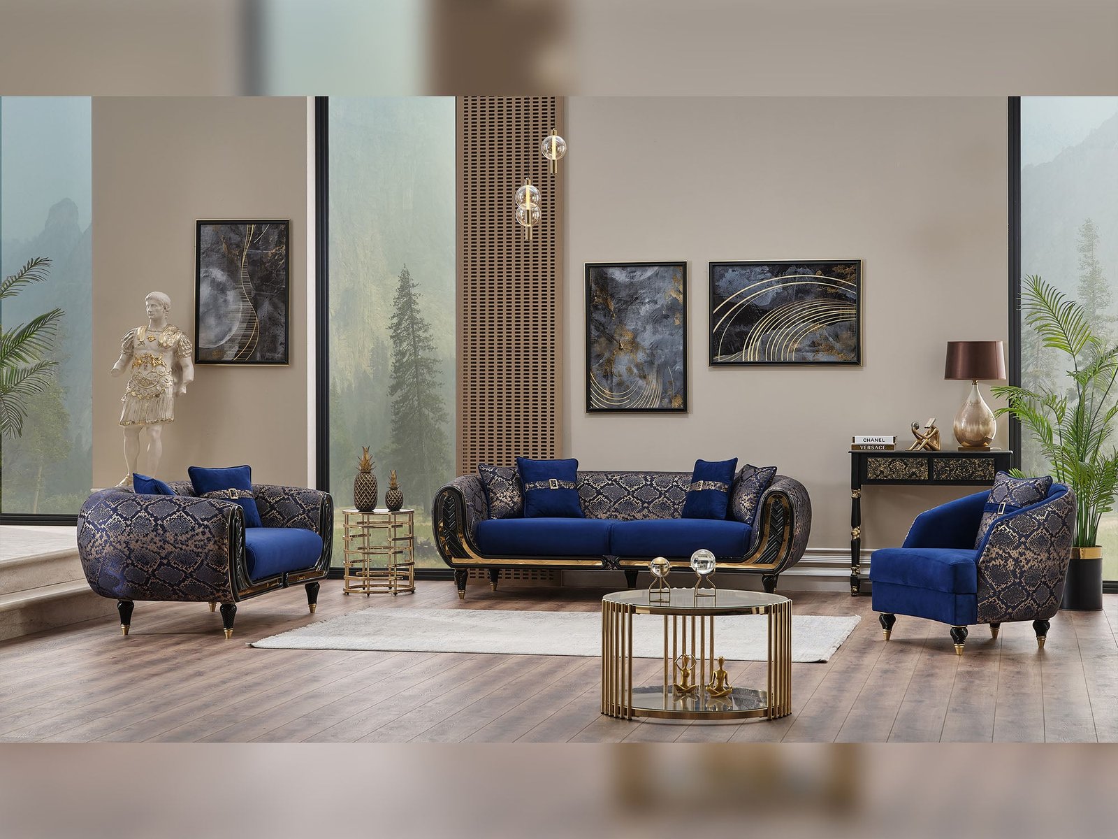 Lima 3-pieces (Sofa & Loveseat & Chair) Livingroom Set Blue