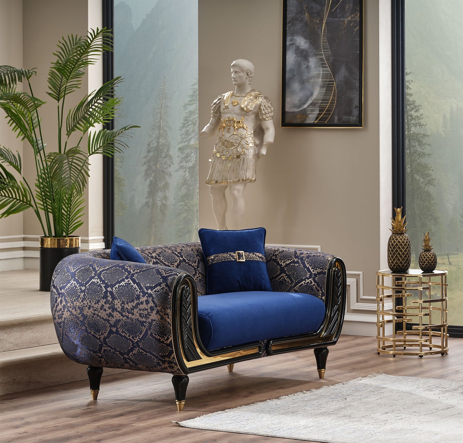 Second image of Lima Stationary Loveseat Blue