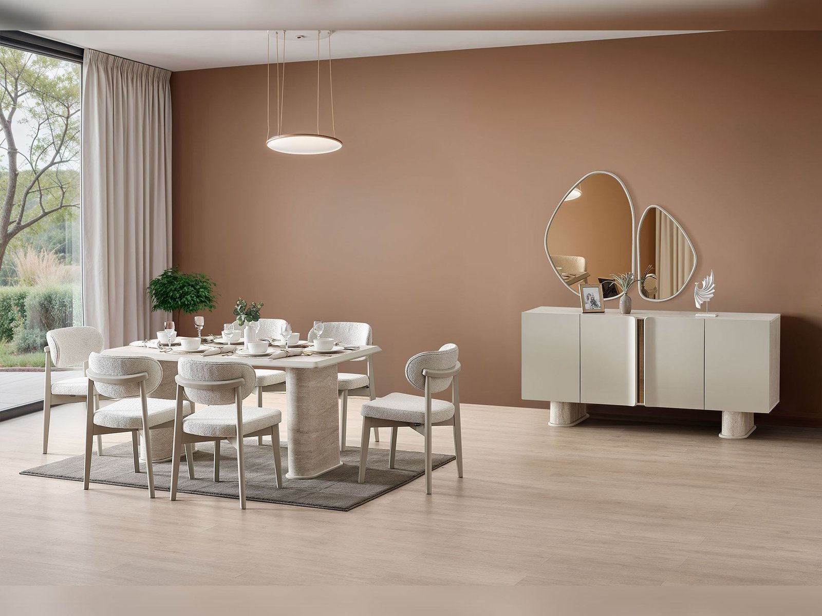 Liva Diningroom (Consol With Mirror & Dining Table & 6 Dining Chair)