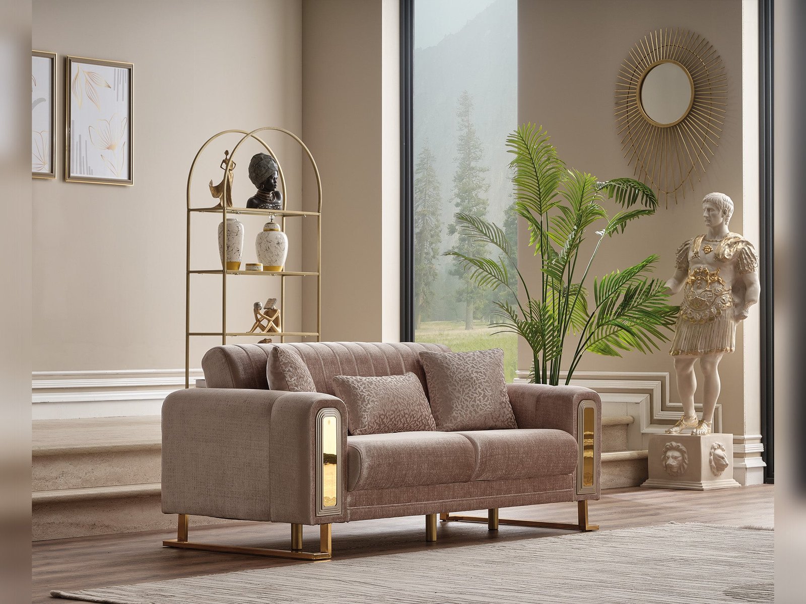 Second image of Lotus Convertible Loveseat Cream