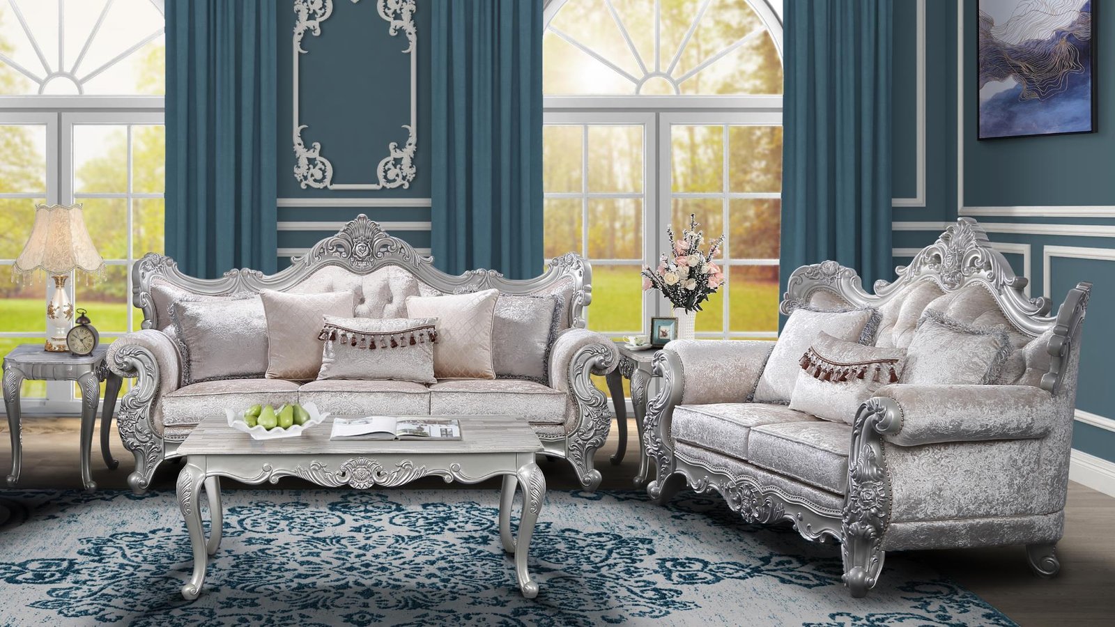 MELROSE 2 PC Living Room Sets IN CHAMPAGNE