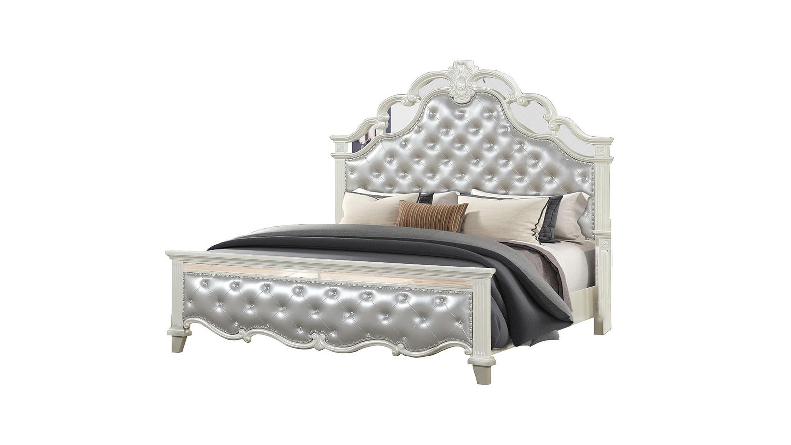 MILAN QUEEN BED MILKY WHITE