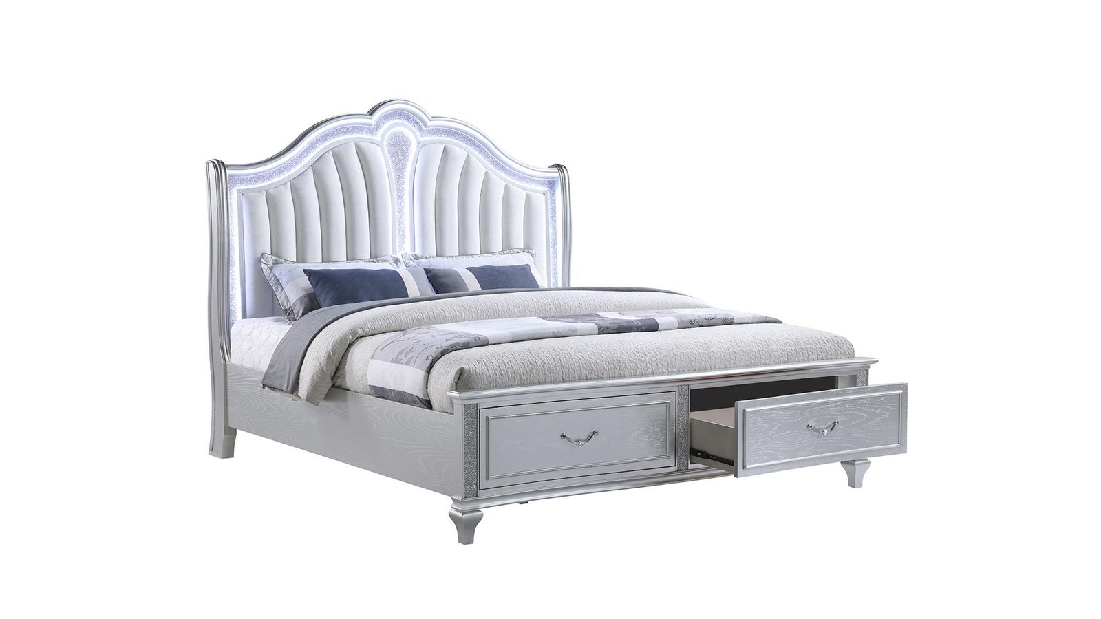 Second image of MYSTIC KING 5 PC BEDROOM SET IN SILVER