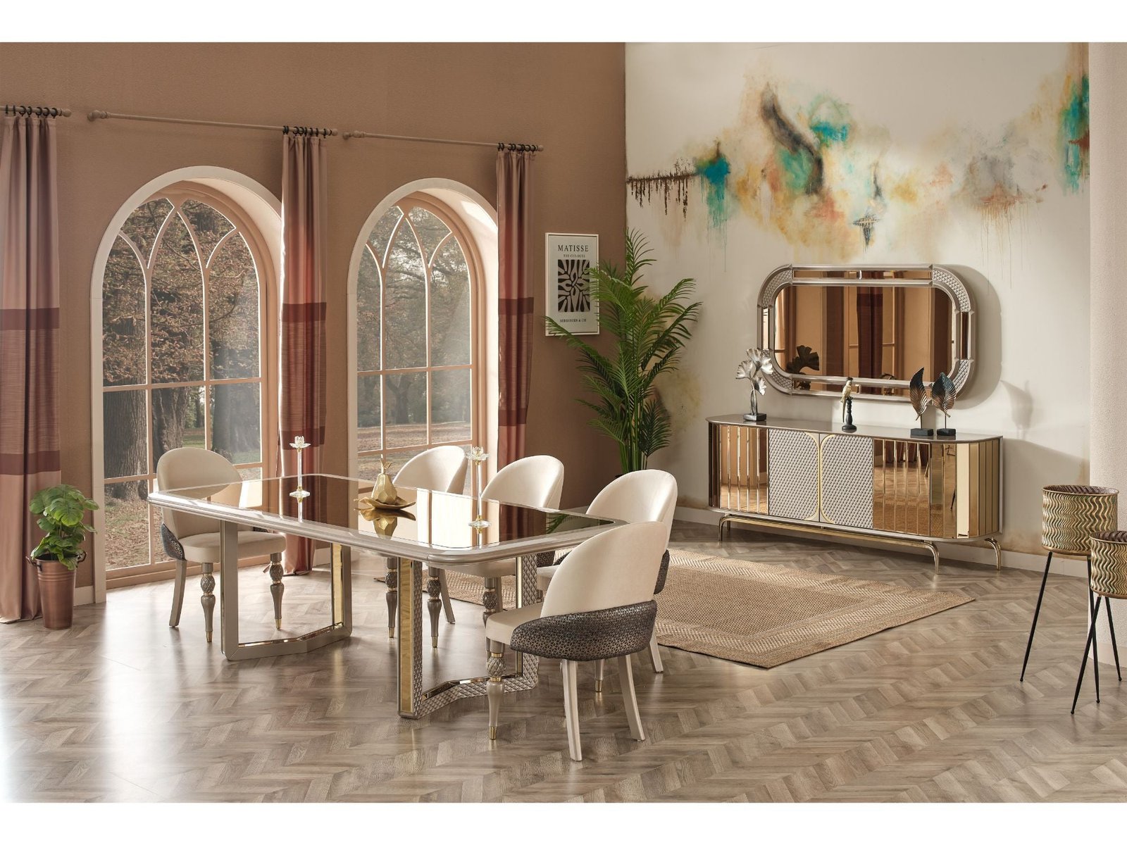 Second image of Madrid Diningroom (Dining Table & 6 Dining Chair & Consol With Mirror)