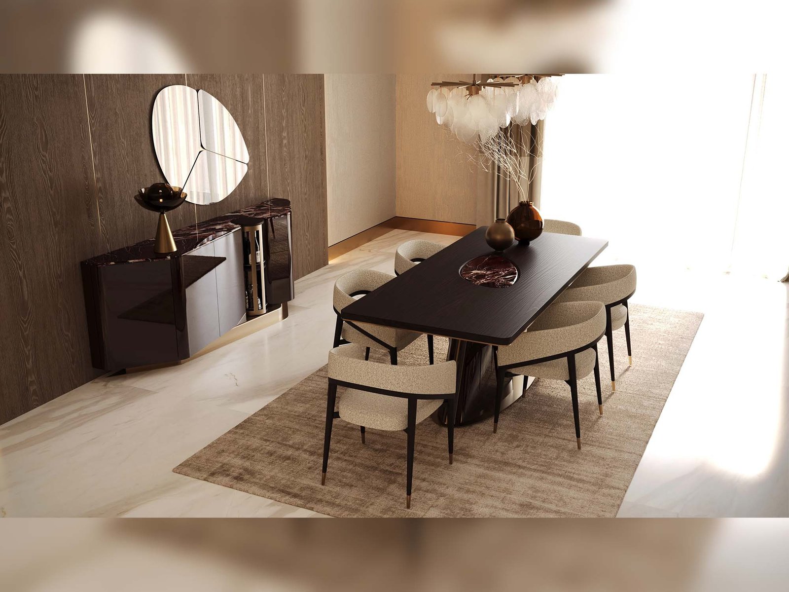 Mahzen Diningroom (Consol With Mirror & Dining Table & 6 Dining Chair)