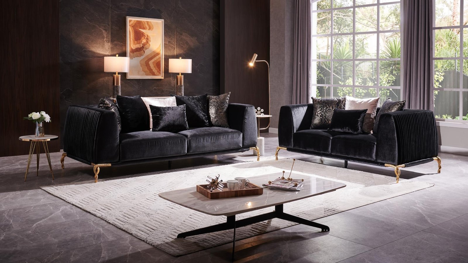 MAJESTIC 2 PC - SOFA BLACK &AMP; LS BLACK
