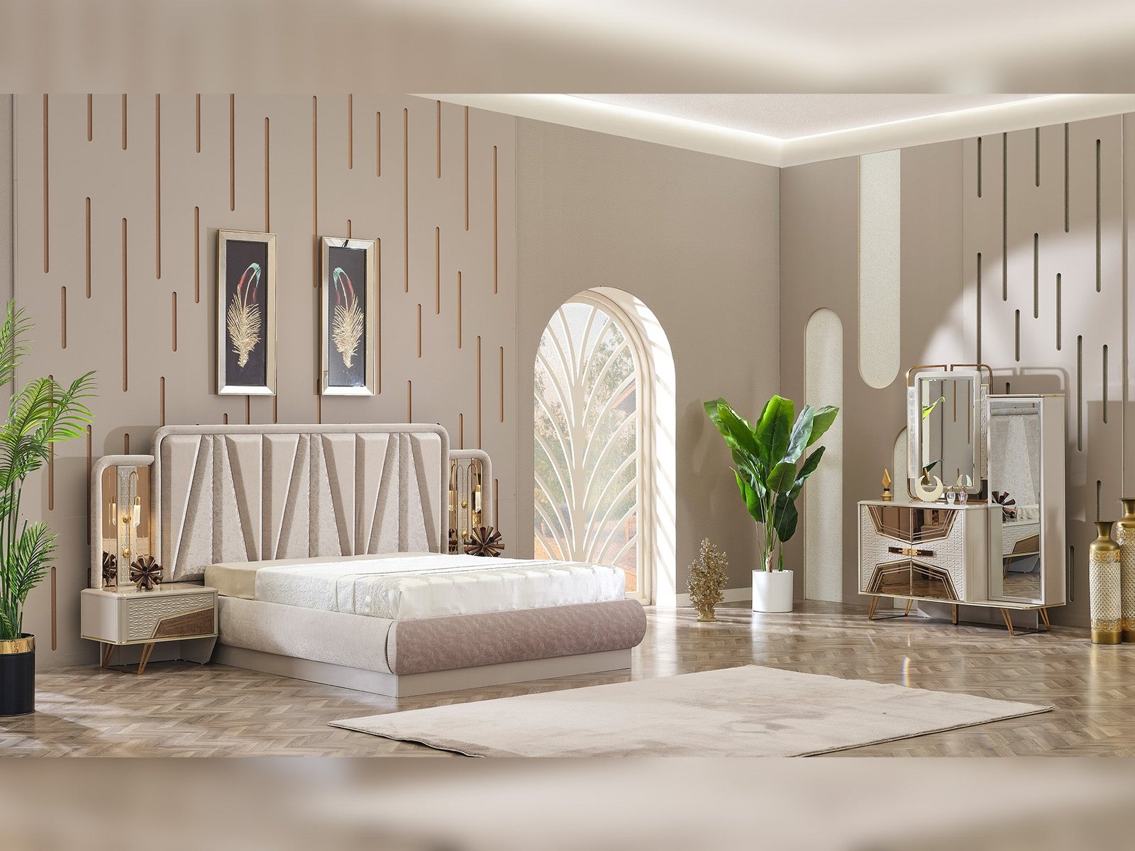 Second image of Milano Max Bedroom (Queen Frame With Headboard & Dresser With Mirror & 2 Nightstand)