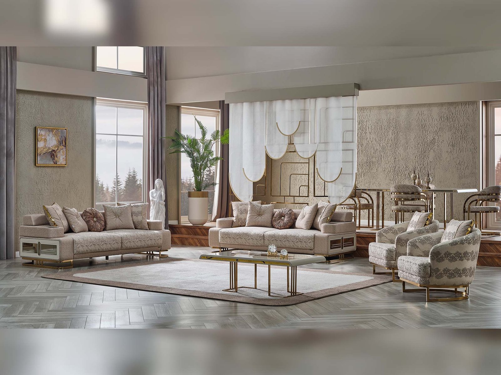 Second image of Monza 3-pieces (Sofa & Loveseat & Chair) Livingroom Set Cream