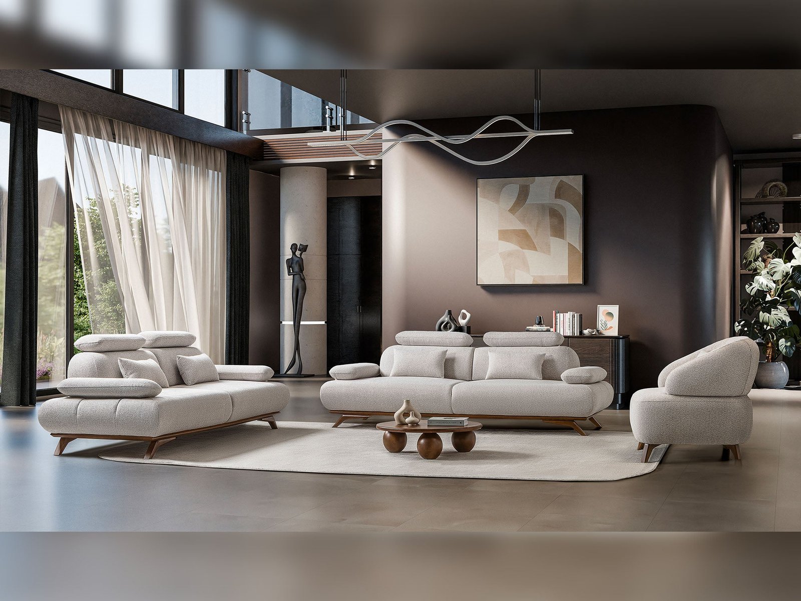 Second image of Monza 3-pieces (Sofa & Loveseat & Chair) Livingroom Set