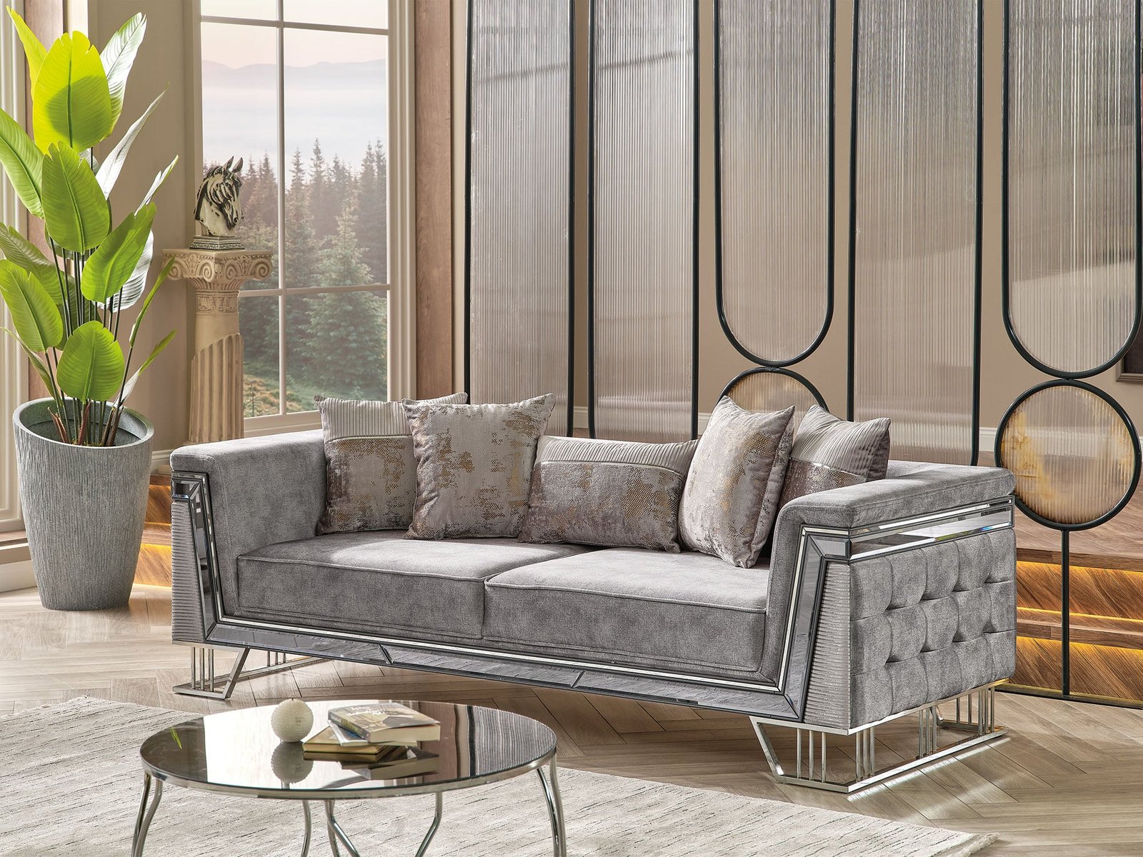 Second image of Munich Stationary Sofa Grey
