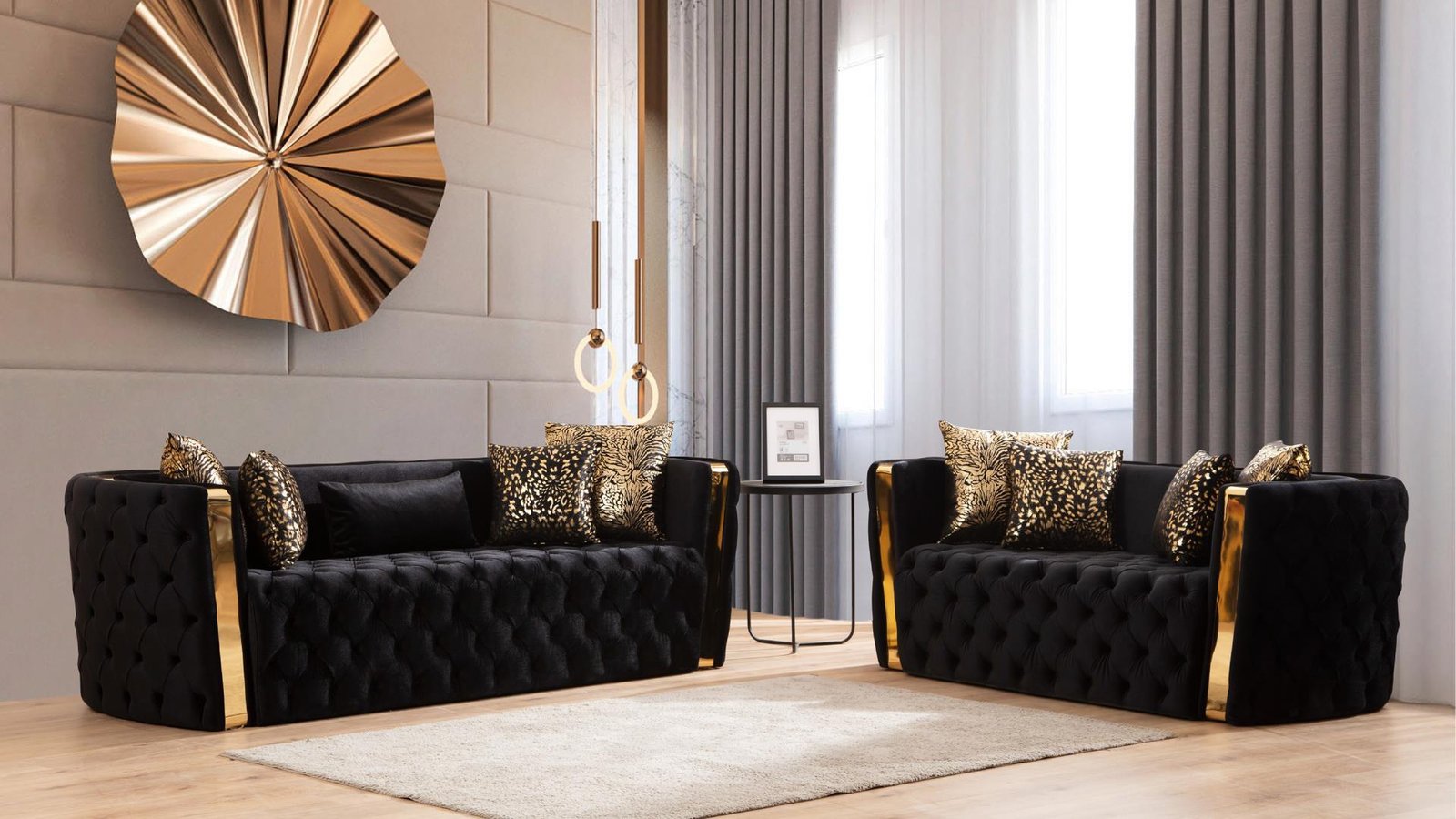 NAOMI 2 PC Living Room Sets IN BLACK - C