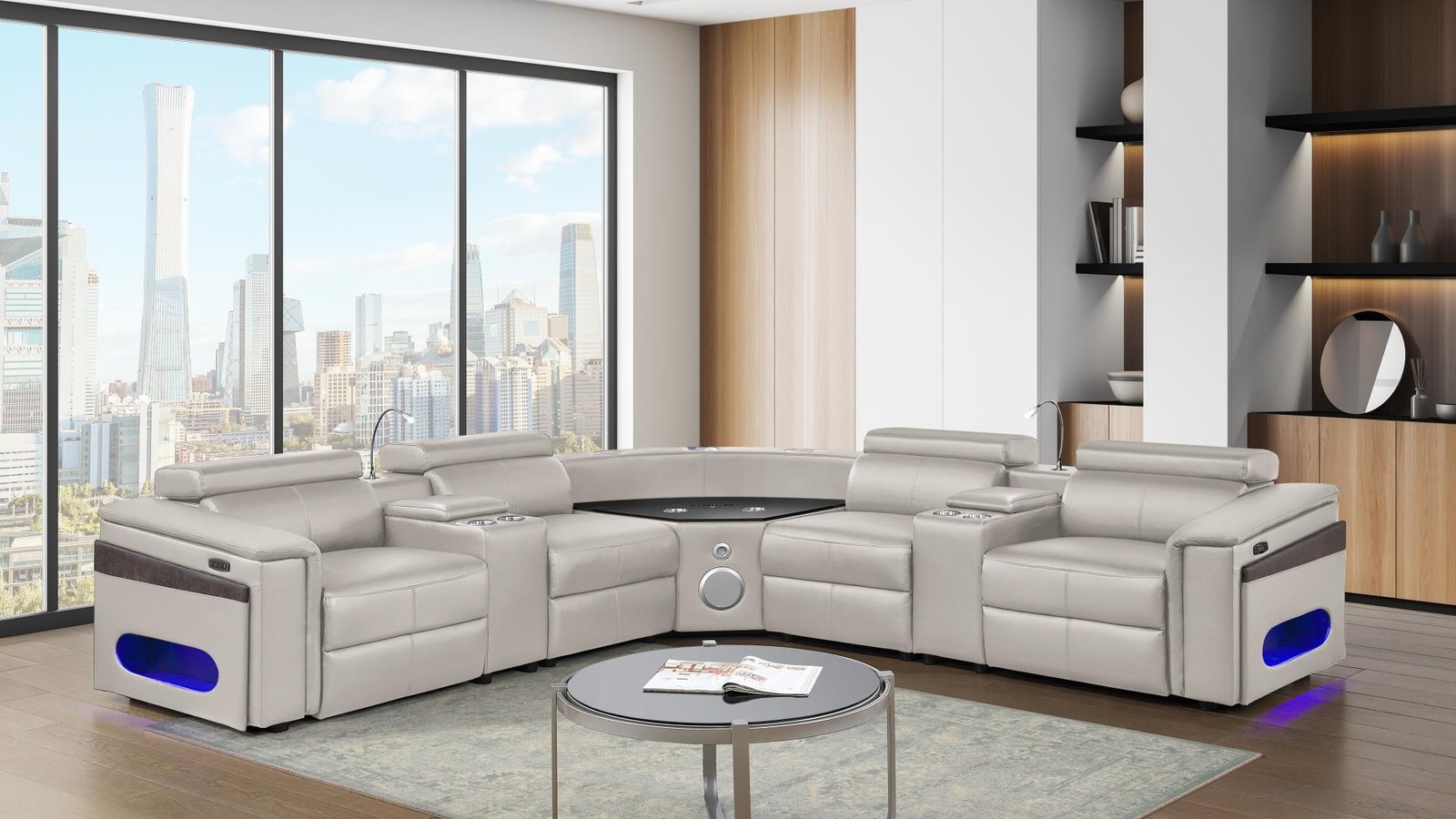 Second image of NOVA SECTIONAL WITH 1 CONSOLE (FRIDGE) - GRAY