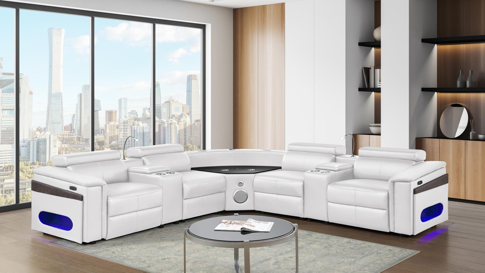 Second image of NOVA SECTIONAL WITH 1 CONSOLE (FRIDGE) - WHITE