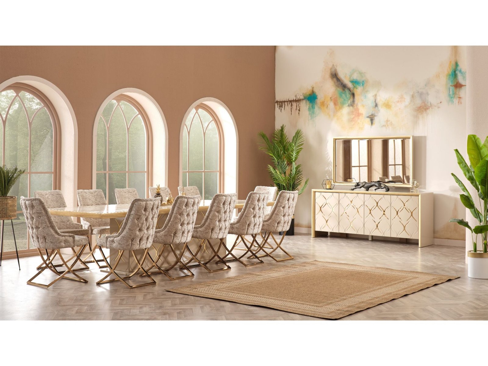 Second image of Napoli Diningroom (Consol With Mirror & Dining Table & 6 Dining Chair)