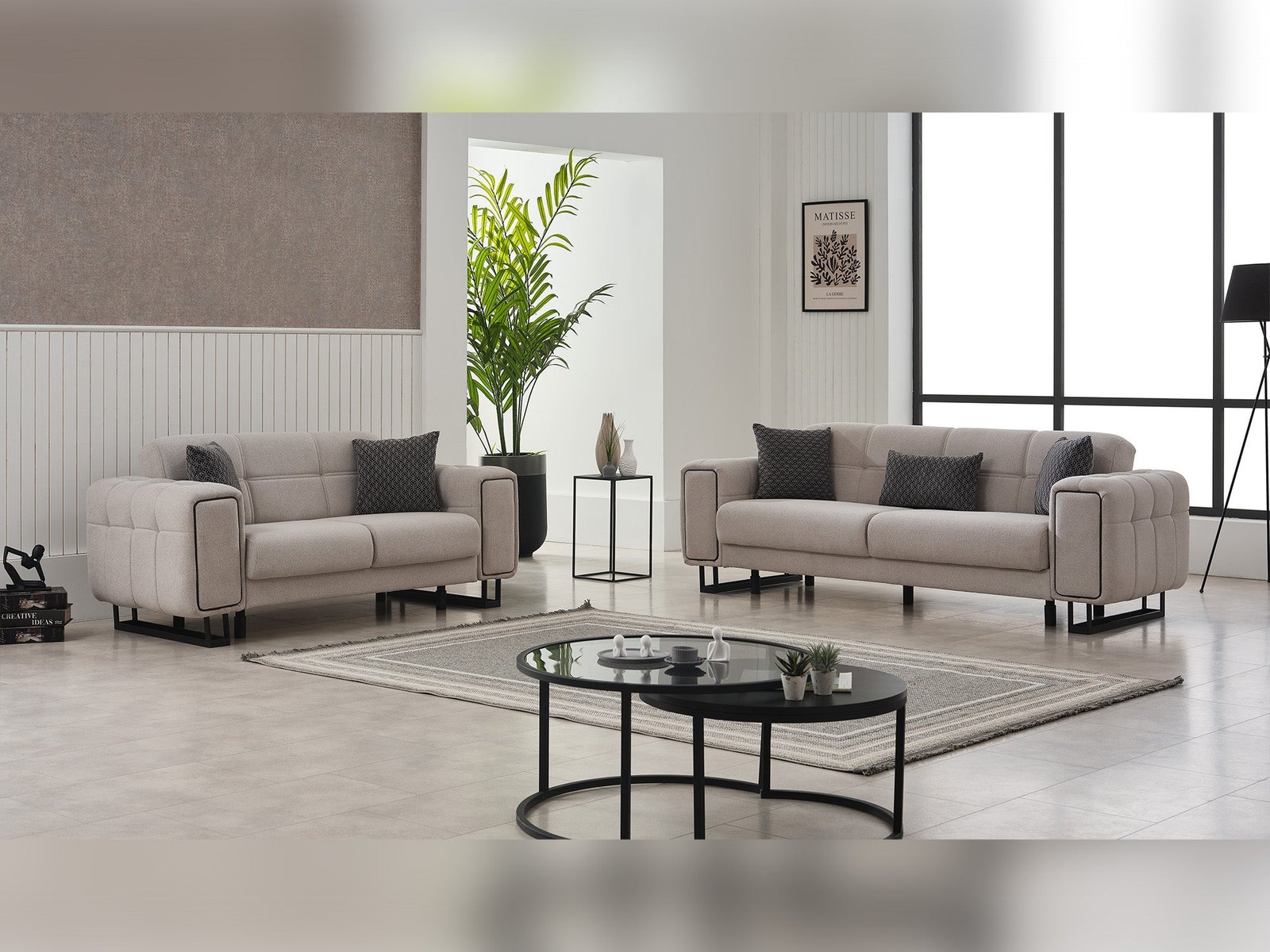 Second image of Nero 3-pieces (Sofa & Loveseat & Chair) Livingroom Set Light Grey