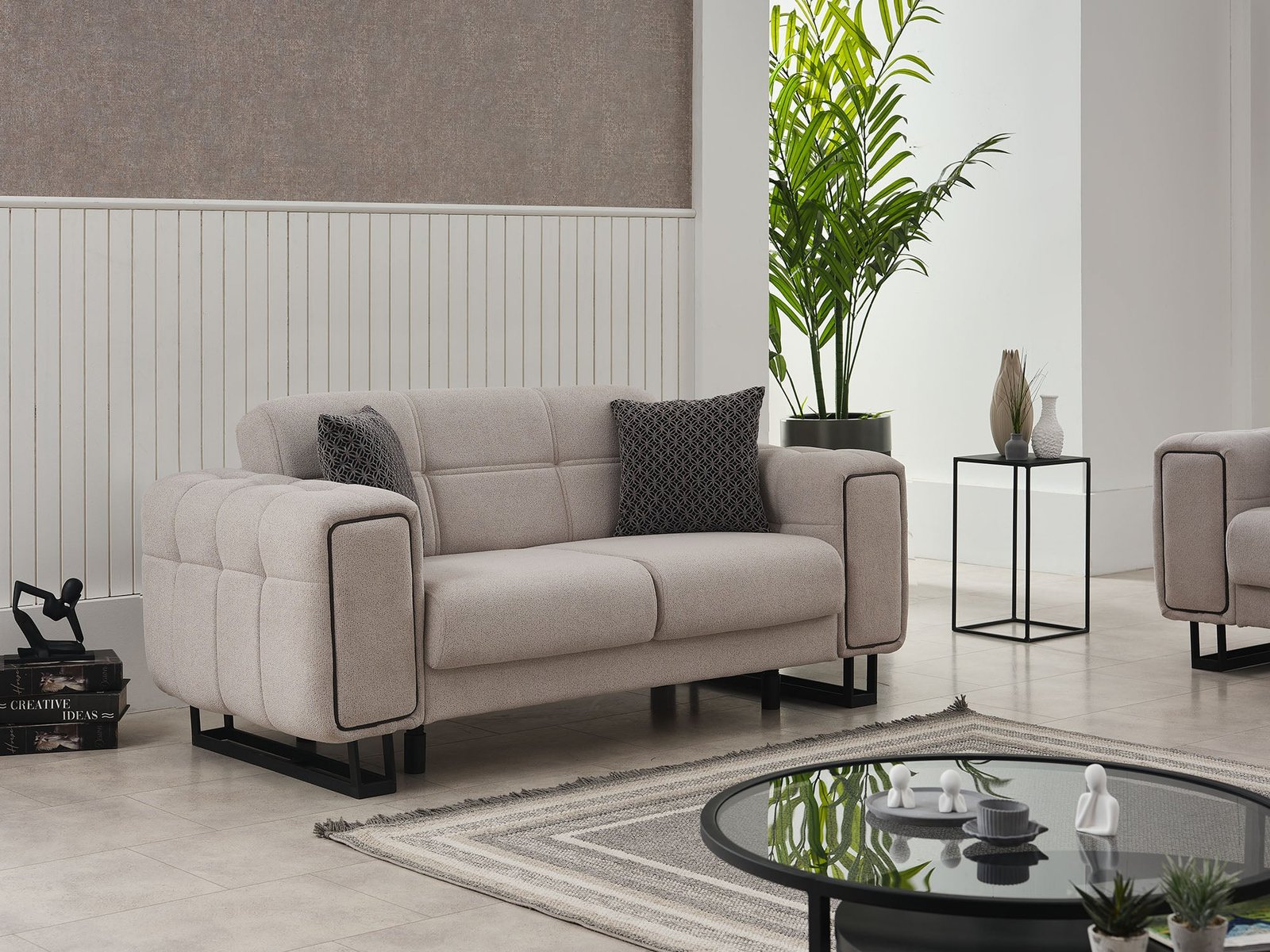 Second image of Nero Convertible Loveseat Light Grey
