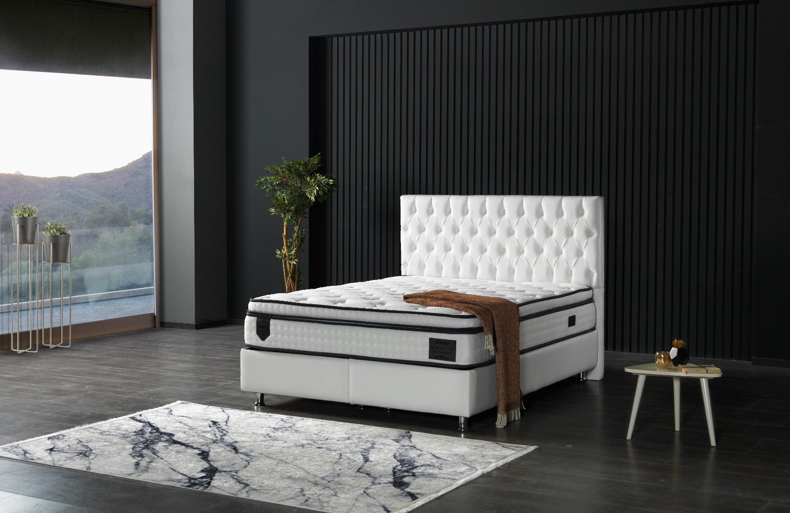 Second image of Nevada Storage Bed With Headboard White Vinyl