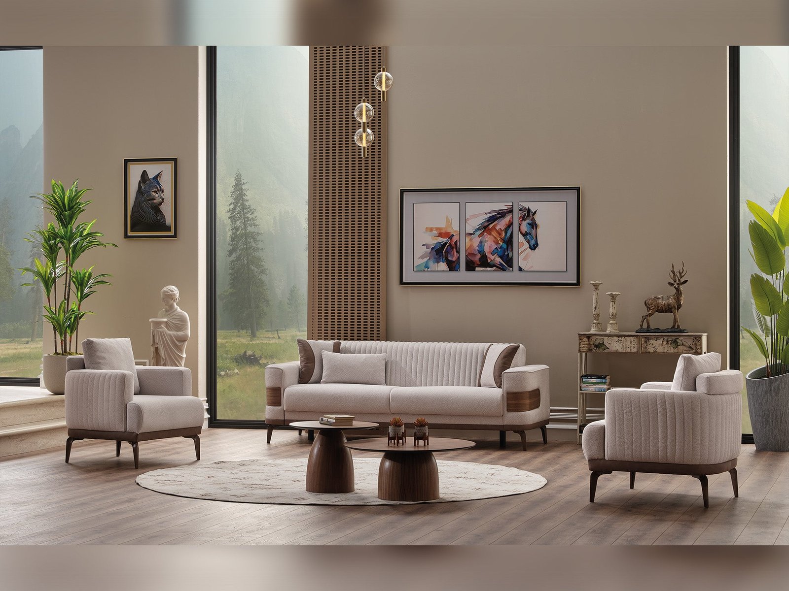 Second image of New Mood 3-pieces (Sofa & Loveseat & Chair) Livingroom Set Cream