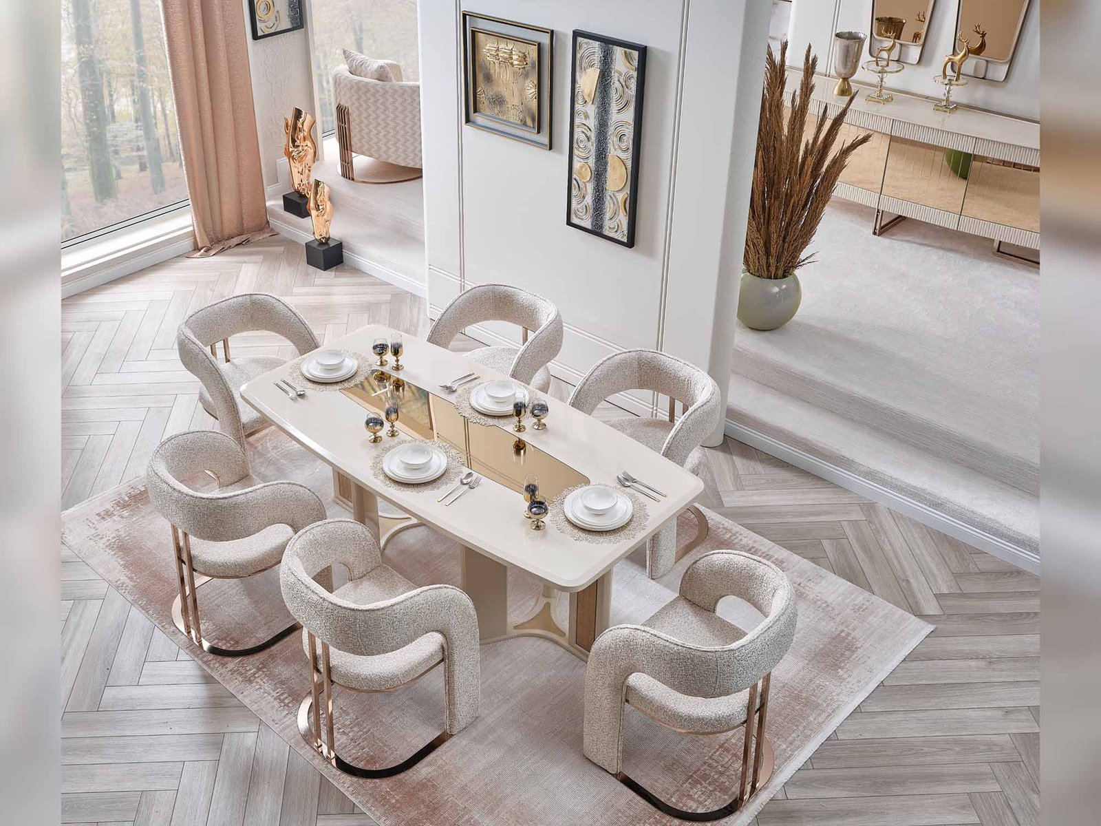 Second image of Nirvana San Diningroom (Consol With Mirror & Dining Table & 6 Dining Chair)