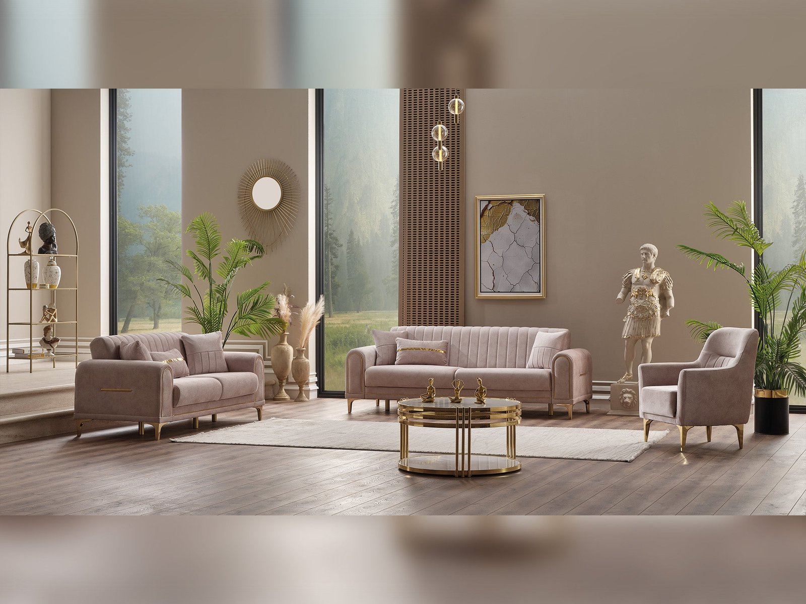 Orion 3-pieces (Sofa & Loveseat & Chair) Livingroom Set Cream