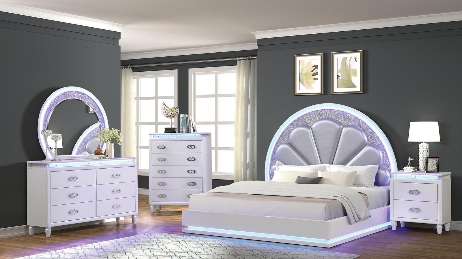 Second image of PERLA QUEEN 4 PC BEDROOM SET IN MILKY WHITE