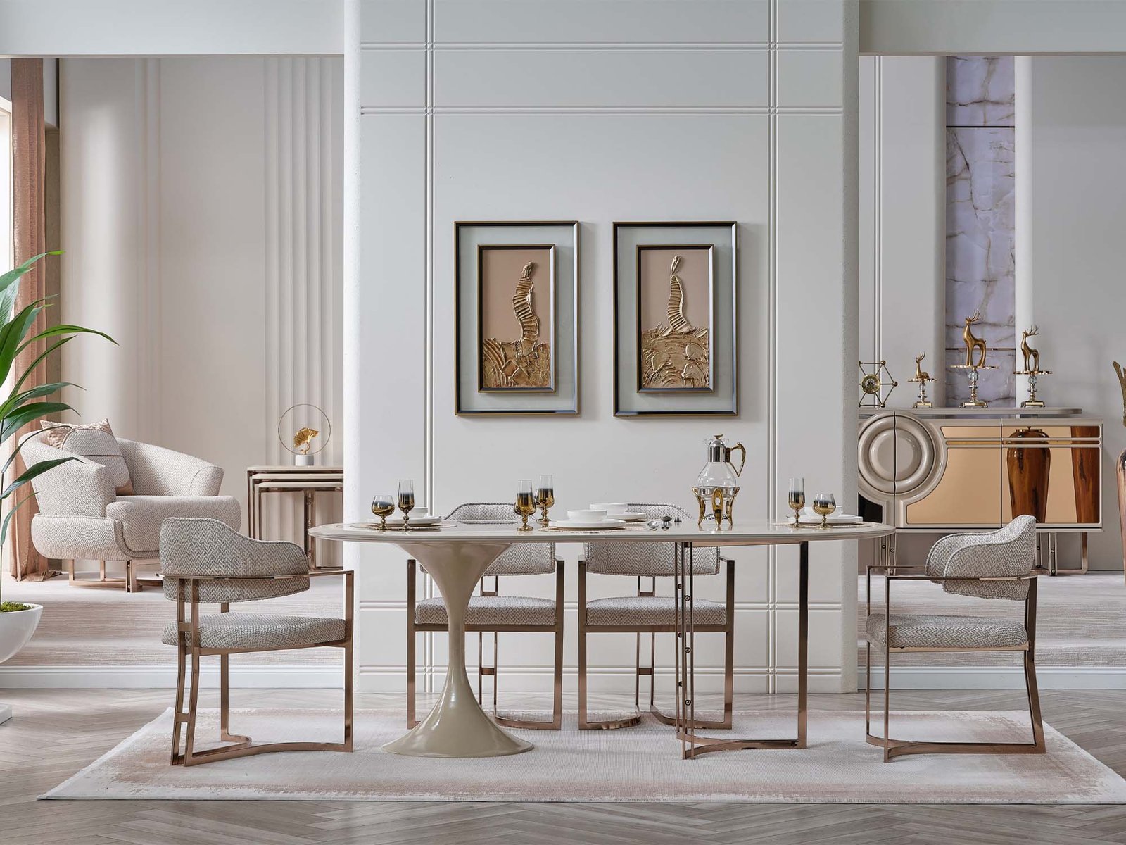 Second image of Palermo San Diningroom (Consol With Mirror & Dining Table & 6 Dining Chair)