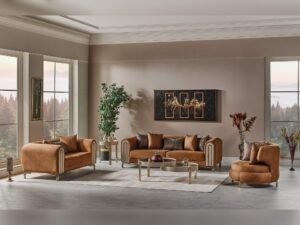 Paris 3-pieces (Sofa & Loveseat & Chair) Livingroom Set Brown