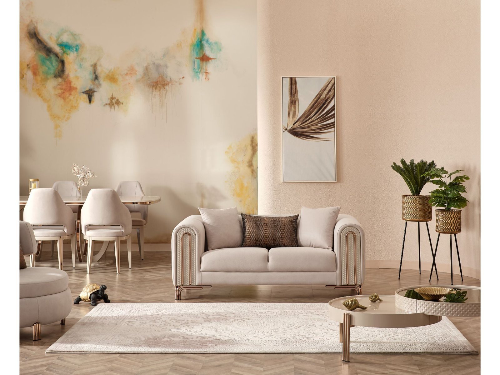 Second image of Paris Stationary Loveseat Cream