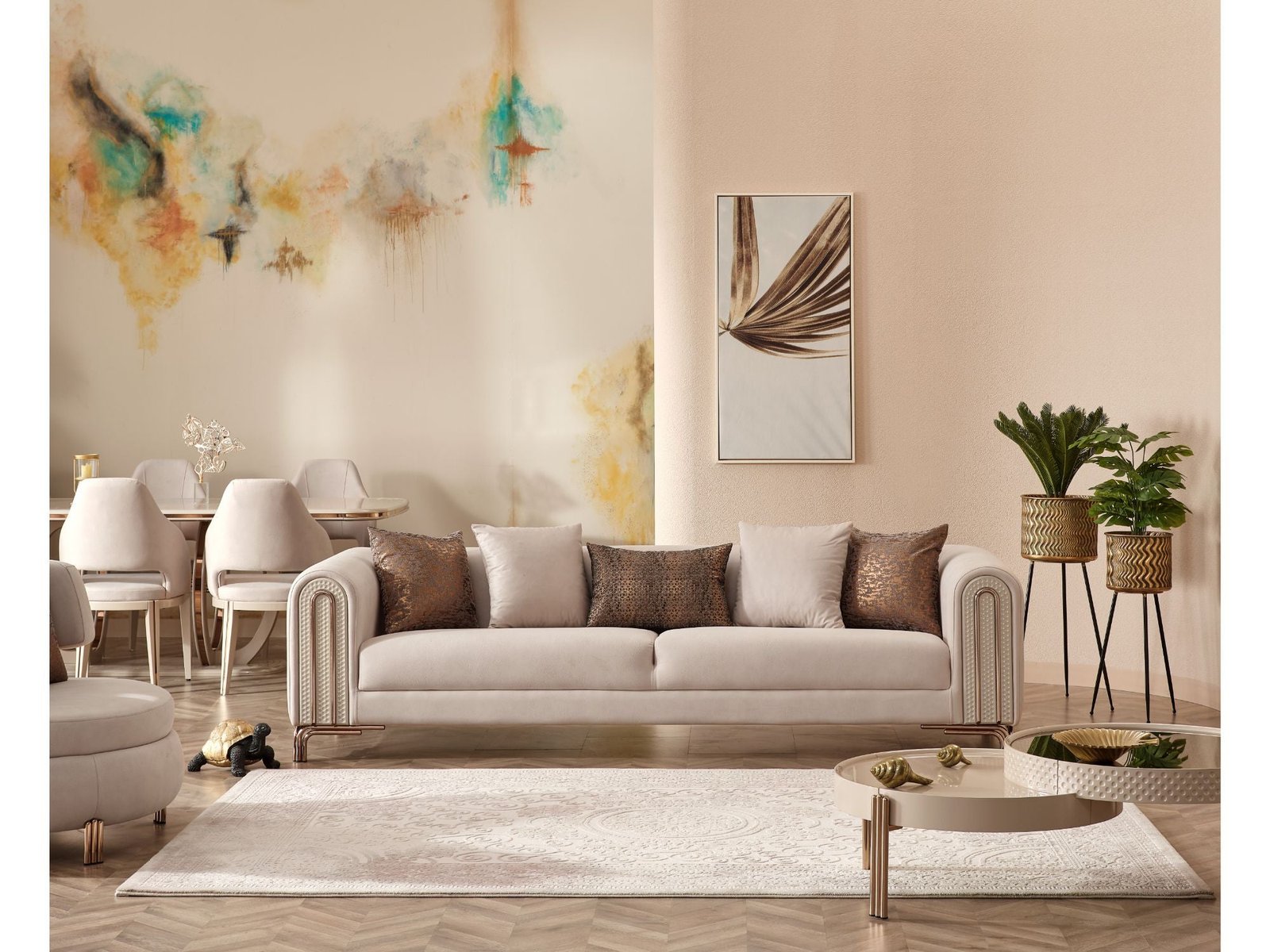 Second image of Paris Stationary 4 Seat Sofa Cream