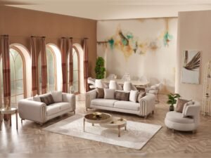 Paris 3-pieces (Sofa & Loveseat & Chair) Livingroom Set Cream