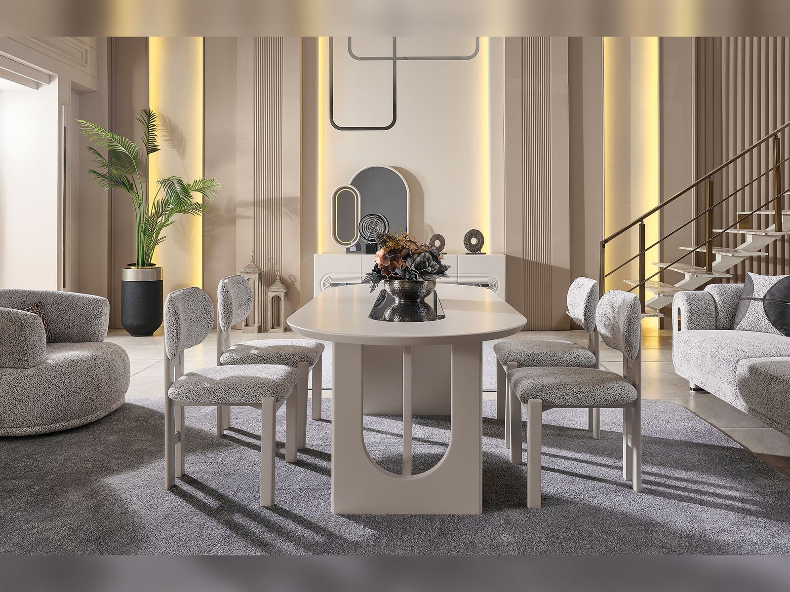Second image of Parma Diningroom (Consol With Mirror & Dining Table & 6 Dining Chair)