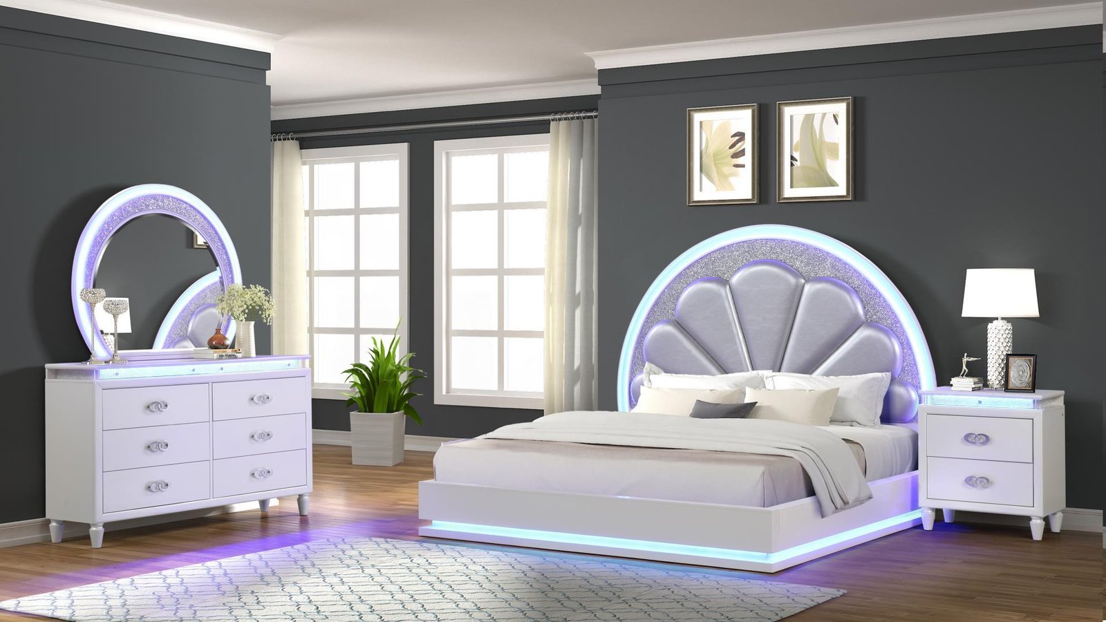 PERLA QUEEN 4 PC BEDROOM SET IN MILKY WHITE