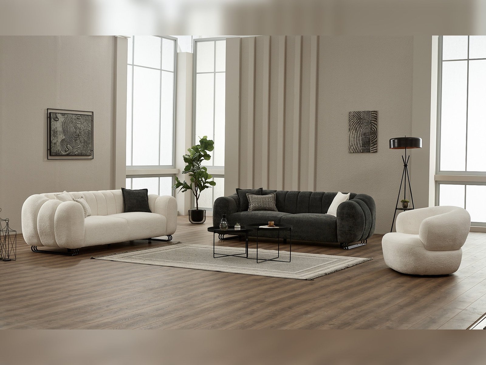 Puffy 3-pieces (Sofa & Loveseat & Chair) Livingroom Set