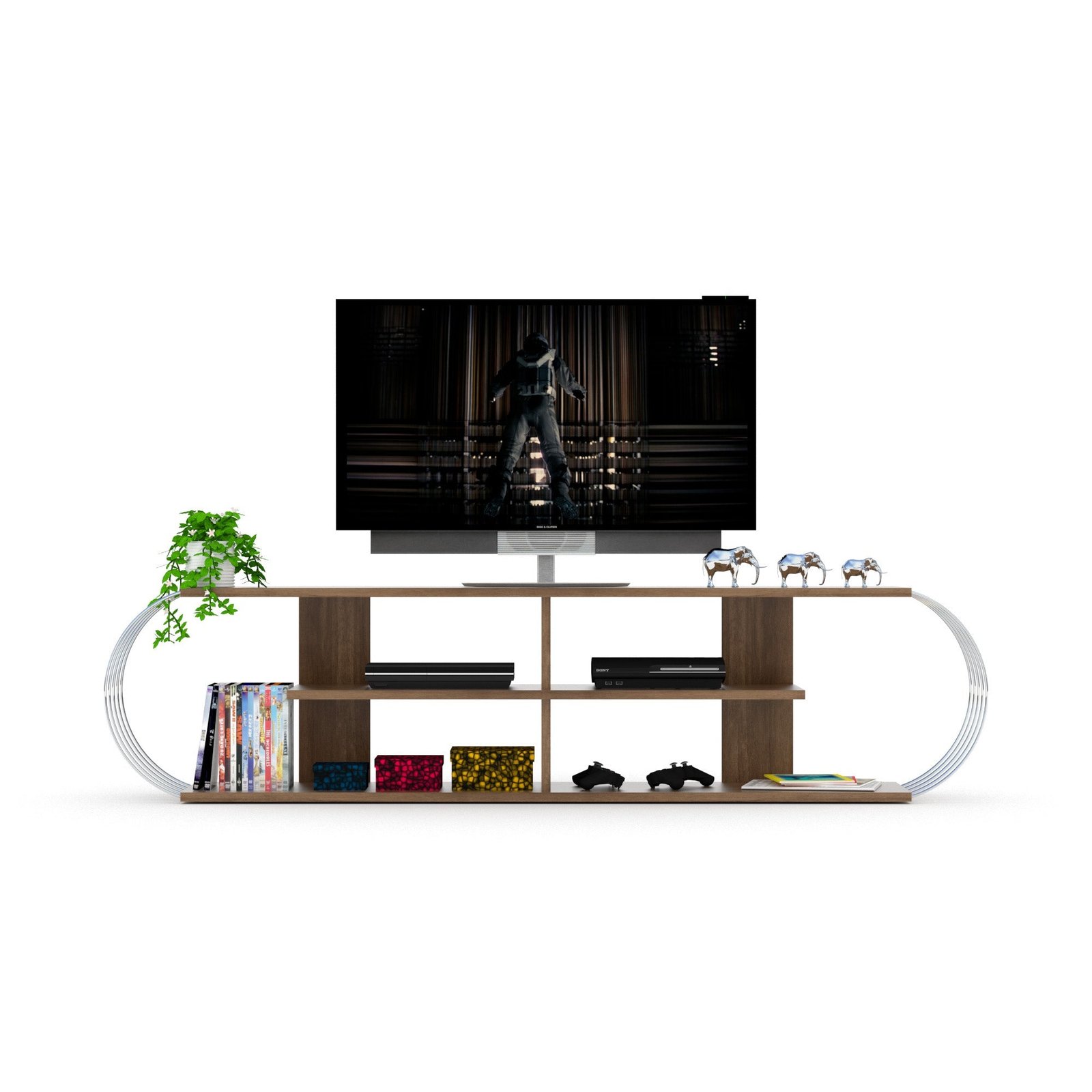 Second image of Case Tv Stand Walnut-Chrome