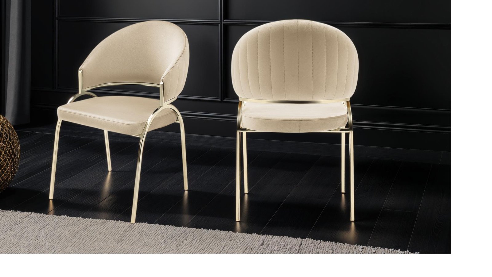 Second image of RUBY GOLD LEGS BLACK - 2 CHAIRS PER BOX