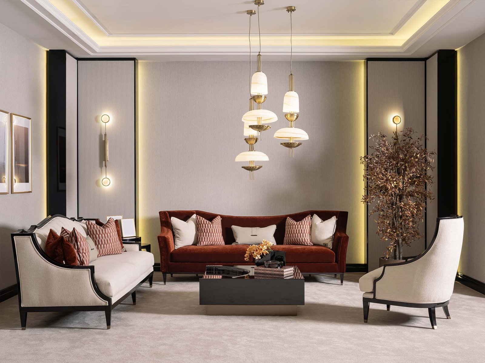 Revora 4-pieces (1 Four Seater Lux Sofa & 1 Four Seater Sofa & 2 Chair) Livingroom